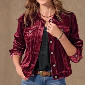 Sundance Wren II Velvet Jacket Maroon Red Burgundy Fall Winter Holiday Rich S